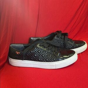 Tory Burch Black Leather Sneakers